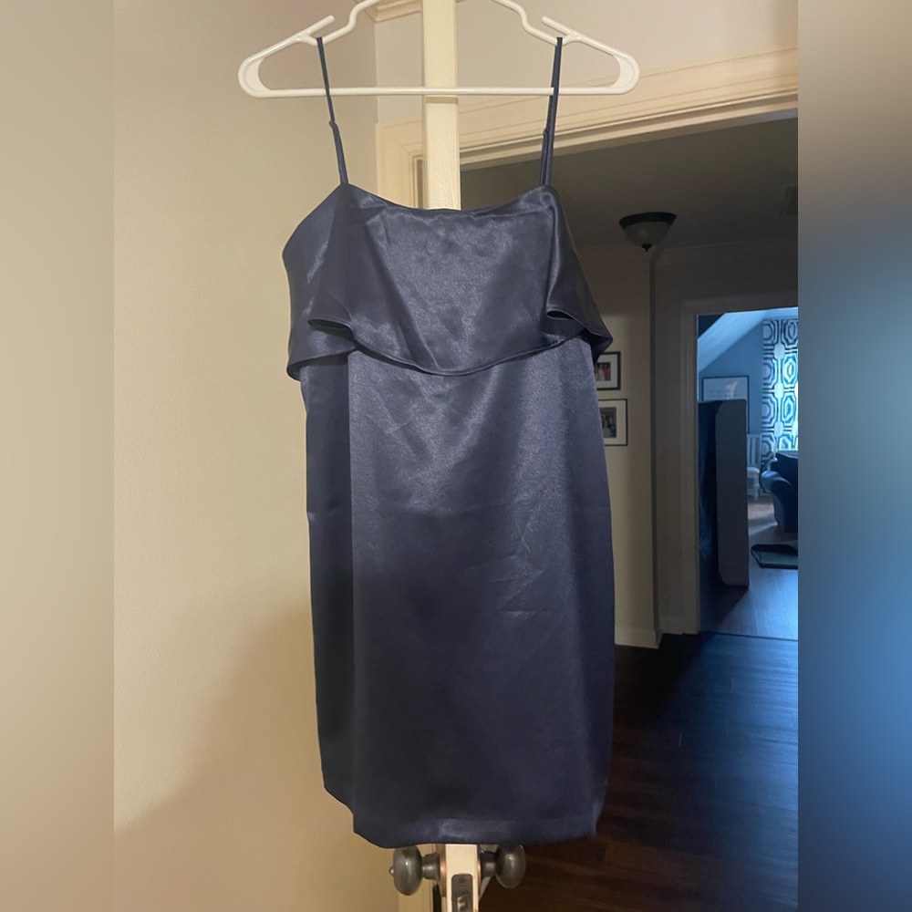 Navy silk mini dress with tags